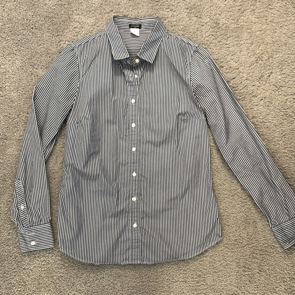 J. Crew Blue Striped Casual Button Down Shirt